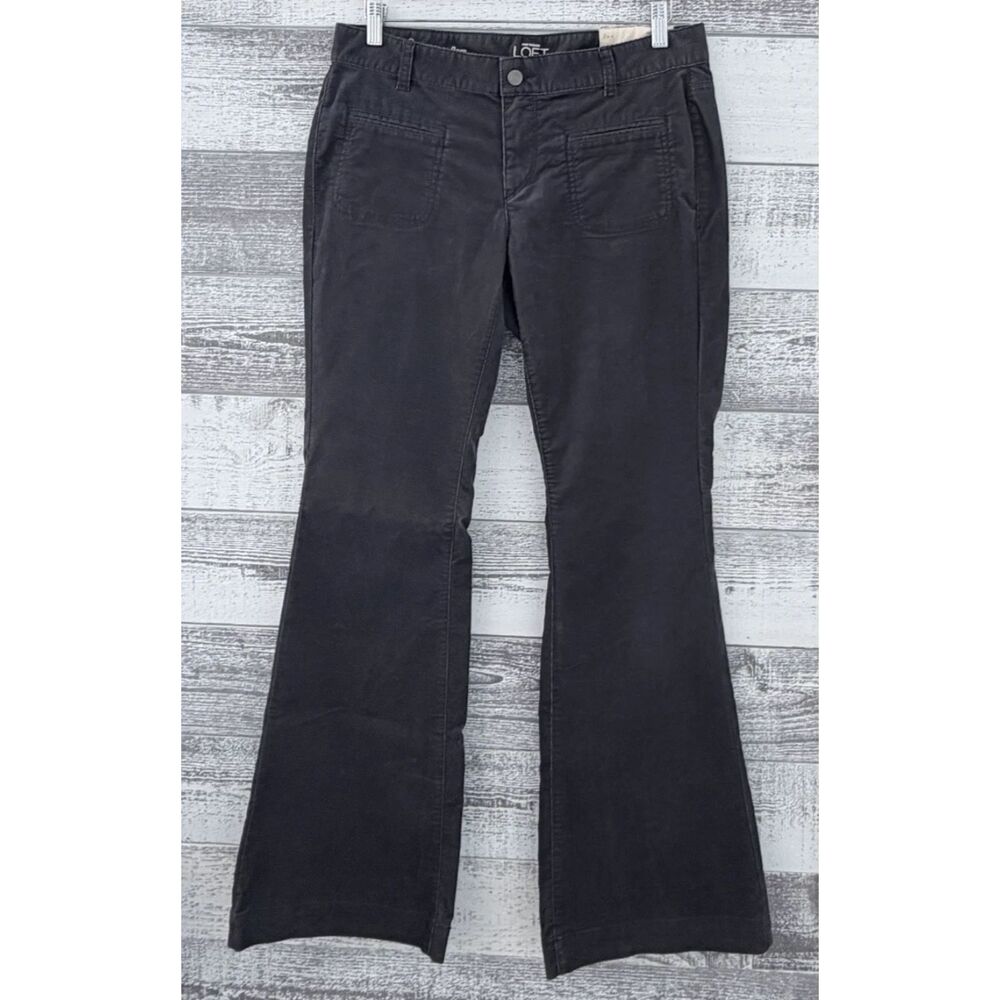 Ann Taylor Loft Modern Flare Corduroy Pants Gray Women's Sz 8 Fit 33x33 (NWT)